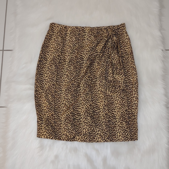 Vintage R.M Sport 100% Pure Silk Cheetah Print Skirt - Picture 1 of 10